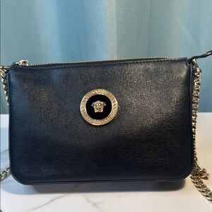 Versace Black and Gold Crossbody Bag with Medusa Medallion - box & dust bag